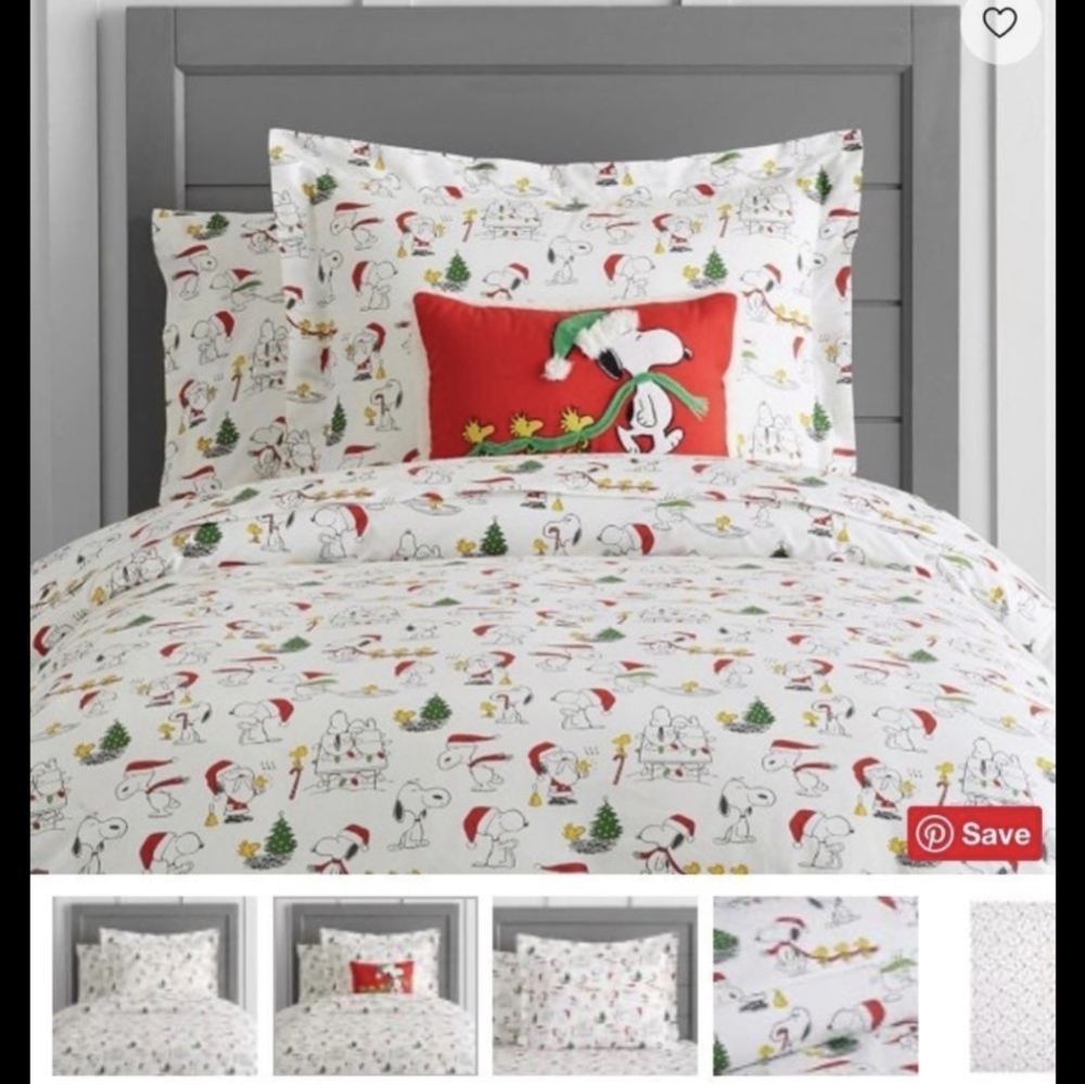Pottery Barn Kids Peanuts Christmas Organic Sheet Set Twin
